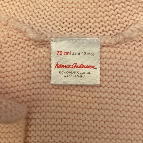 Hanna Andersson pink organic cotton baby cardigan sz 6-12 months like new. - Picture 3 of 3